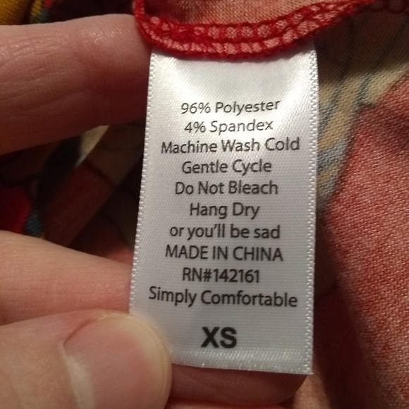 NWT LuLaRoe Randy baseball T, XS, gray sleeves, red and mustard body - Picture 4 of 4